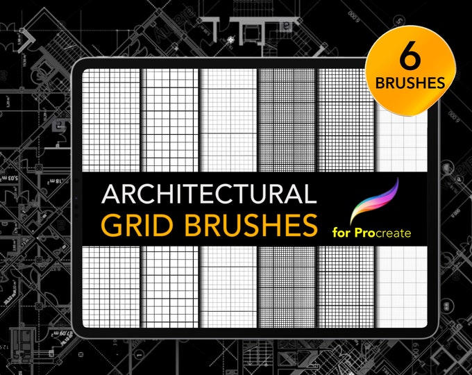 6 Essential Grid Brushes for Procreate Basic Architectural Grid Lines ...