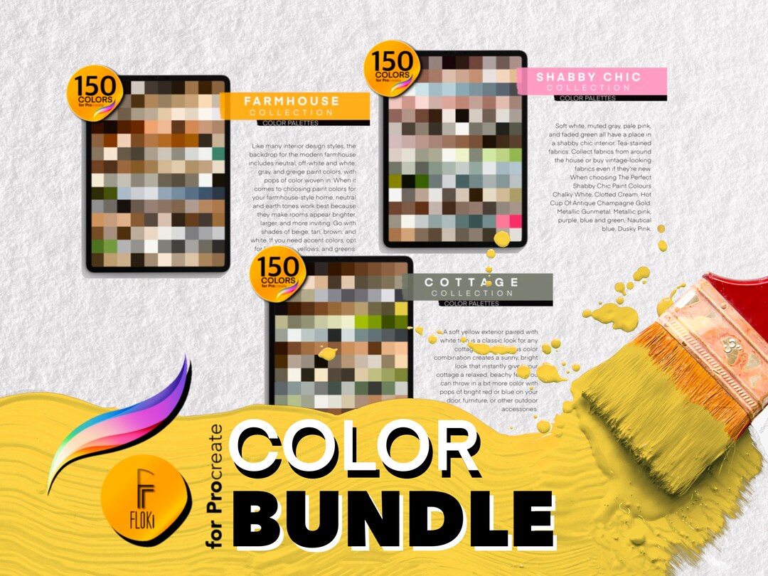 Farmhouse, Shabby Chic & Cottage Color Palettes Bundle 5 for Procreate ...