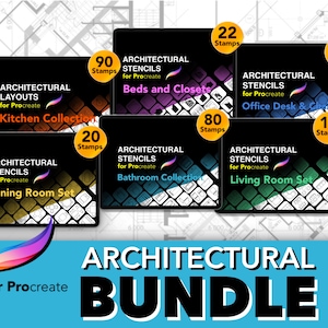 The Architect's Ultimate Brushes Bundle for Procreate | 265 Stamps for Kitchen, Dining Room, Bedroom, Living Room, & Office Designing