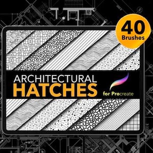 40 pinceaux architecturaux pour Procreate | Hachures pour plans d'étage | PLUS des barres d'échelle gratuites !