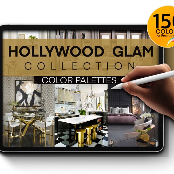 Hollywood Glam Color Palettes for Procreate | 150 Colors for Interior Design | Bedroom, Kitchen, Toilet & Bath, Dining Room, Living Room