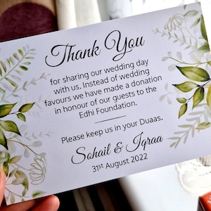 Custom Personalised Wedding Favour Cards | Business Cards | Dua, Floral, Botanical Art Prints, Islamic Art