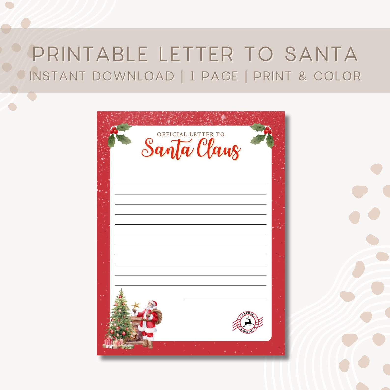 Blank Letter to Santa, Printable Santa Letter, Santa Letter Template ...