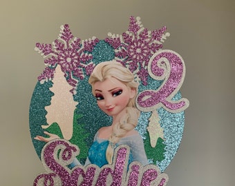 Frozen elsa inspired cake topper with name and age