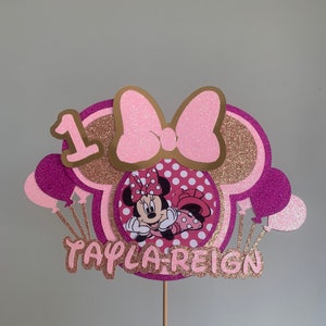 Minnie Mouse cake topper with name and age