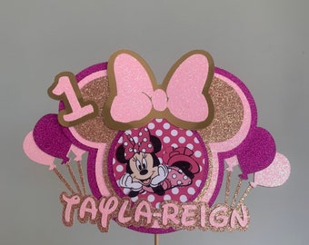 Minnie Mouse cake topper with name and age