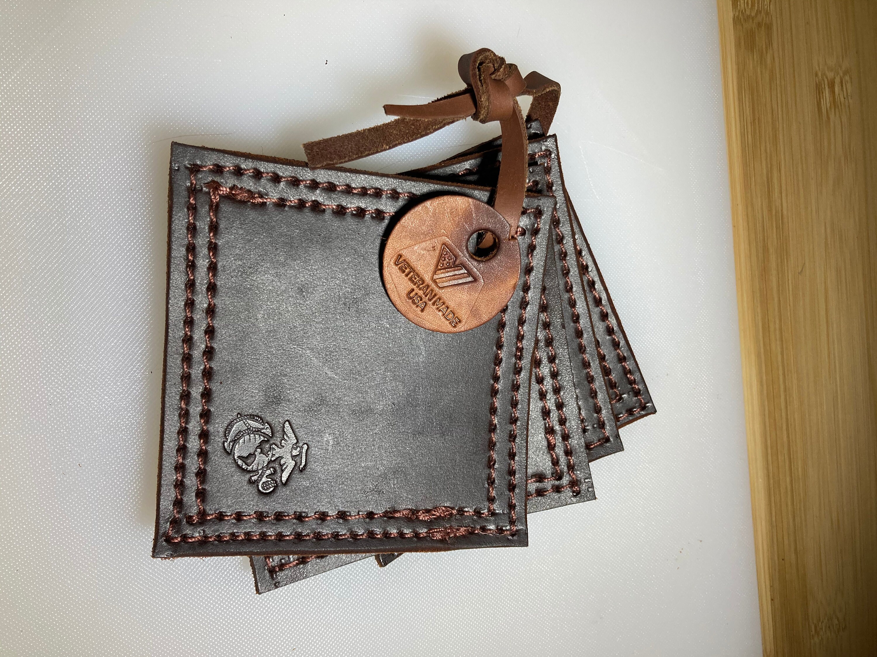 Handmade Leather Drink Coasters USMC Etsy