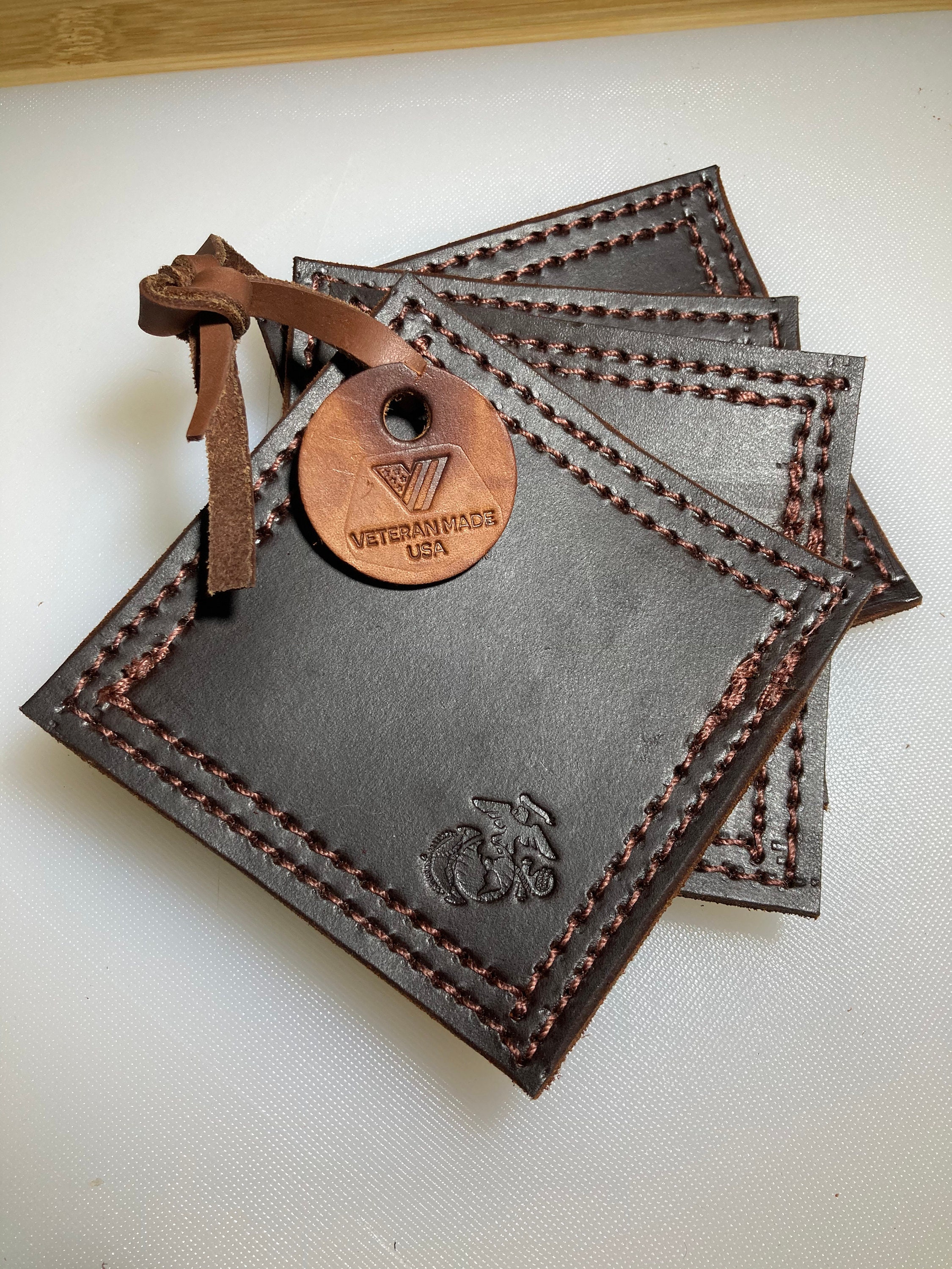 Handmade Leather Drink Coasters USMC Etsy