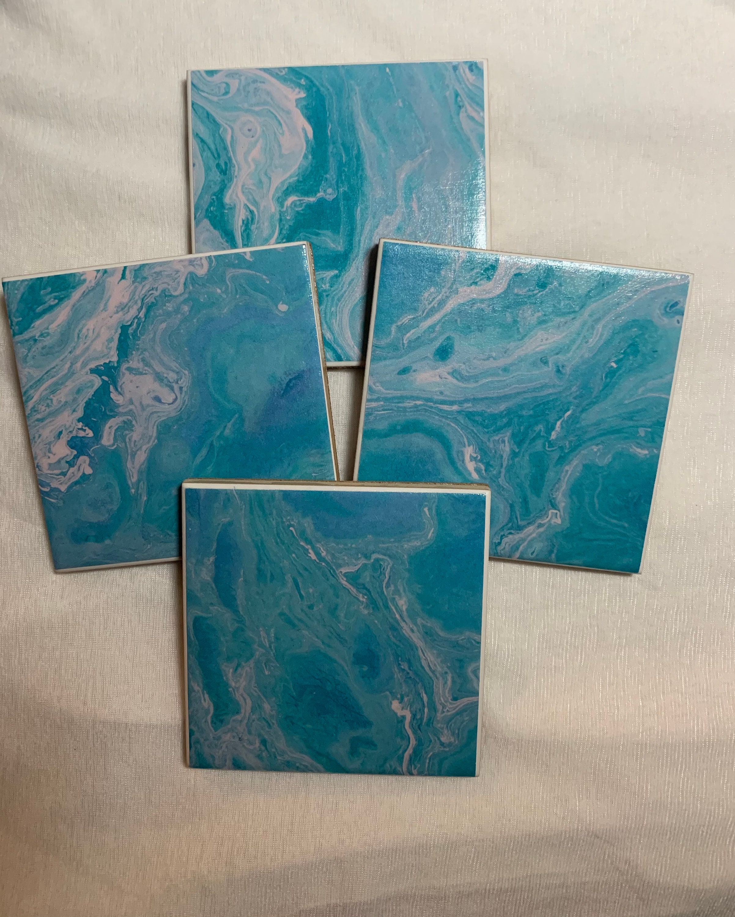 Blue Marble Coasters Set Of 4 Etsy
