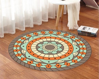 Mandala Round Area Rug: Non-Slip Art Rug, Home Decor