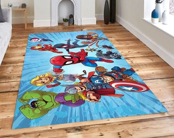 Spider-Man,IronMan Rug,Kids Gift Themed Rug,Gift for Him,Area Rug,Room Rug,Captain America Patterned Rug,Hulk, Thor, Fantastics Popular Rug,