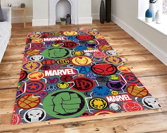 Iron Man-Hulk-Thor-Spider-Man,Kids Gift Themed Rug,Area Rug,Wohnaccessoires,Room Rug,Captain America Patterned Rug,Popular Rug,Gift for Him