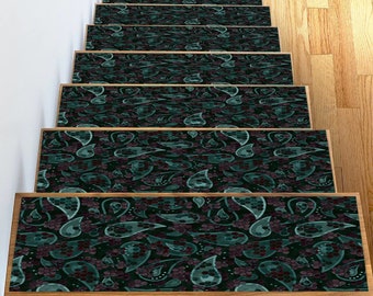 Non-Slip Stair Treads: Modern Paisley Pattern, Home Decor