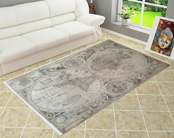 World Map Rug: Non-Slip Learning Rug, Home Decor