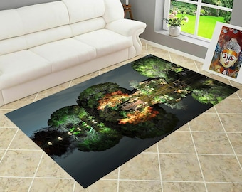 Japanese Garden Area Rug: Reflective Pond Home Decor
