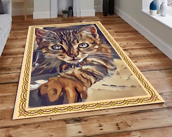 Gato,Alfombra con patrón de gato,Alfombra moderna,Alfombra de sala de estar,Alfombra,Alfombras de alta calidad,Alfombras de piso,Alfombra de área,Alfombra de área popular,Alfombra antideslizante, Alfombra,Alfombra