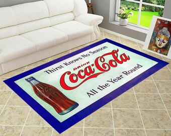 Coca Cola Rug: Vintage Style Pop Art Wool Blend Rug, Coca Cola Gift, Coca Cola Mat