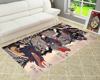 Japanese Ukiyo-e Rug: Traditional Asian Art Area Rug