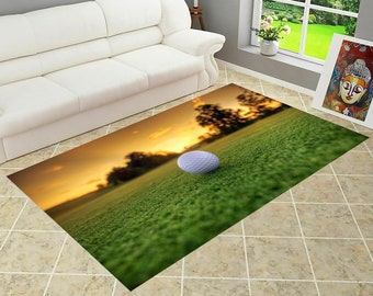 Golf Ball Decor,Golf Print Rug,Living Room Rug,Golf Sunset Decor,Rug For Living Room,Washable Rug,Custom Area Rug,Gift For Him,Bedroom Rug