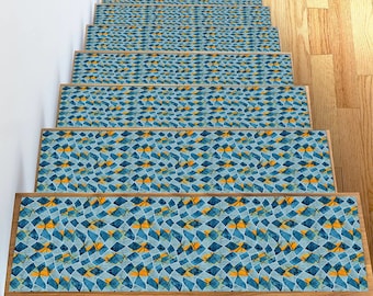 Stair Treads Rug,Geometric Stair Rugs,Stair Rugs,Stair Decor,Non-Slip Stair Tread,Personalized Stair Treads,Stair Treads,Stair Treads Set