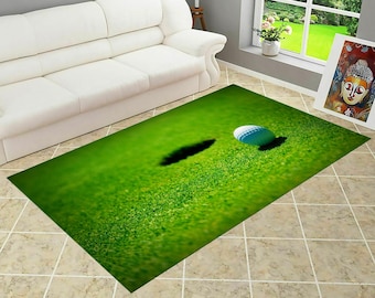 Alfombra de pelota de golf, decoración de golf, alfombra de decoración de golf verde, campo de golf personalizado, alfombra de área, alfombra de sala de estar, alfombra lavable, regalo para el hogar, regalo para él, alfombra 4x6