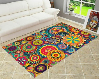 Abstract Area Rug, Colorful Rug, Colorful Area Rug, Living Room Rug, Gift For Her, Pattern Rug, Themed Rug, Home Decoration, Decor Carpet