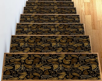 Modern Stair Tread Rugs: Non-Slip Paisley Stair Decor