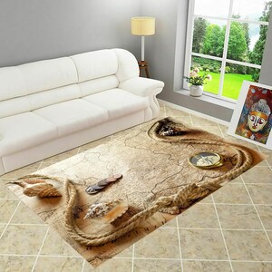 Map And Compass Rug, Housewarming Gift, Floor Non Slip Rug, Home Decoration, Themed Rug,Learning Rug,Kids Play Rug,Gift For Him,Gift For Her