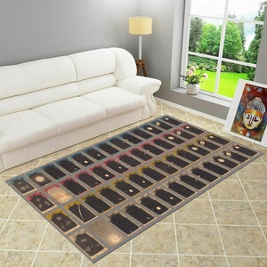 Celestial Phases of the Moon Rug, Astronomy Chart Carpet for Space & Science Lovers, Solar System -Moon Phase Science Decor, Non Slip Rug