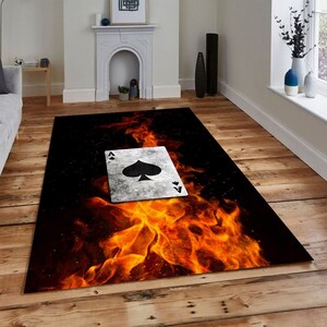 Speelkaarten, pokerspel, speelkaarten symbolen karpet, poker spelerskamer ontwerptapijt, gameroom decor cadeau, tapijt casinofeest, thematapijt