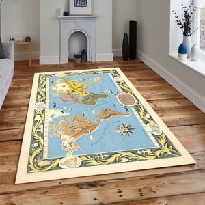 Carte du Monde,World Map Rug, Housewarming Gift, Floor Non Slip Rug, Home Decoration, Themed Rug, Learning Rug, Kids Play Rug, Gift For him