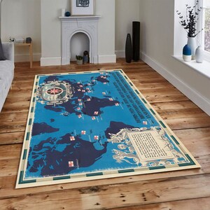 Dupuis Plus De Deux Siecles Les Flottes Britanniques,World Map Rug,Housewarming Gift,Floor Non Slip Rug,Home Decoration,Learning Rug