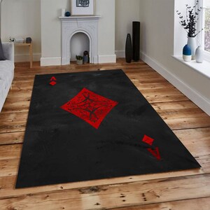 Naipes, juego de póker, alfombra con símbolos de naipes, alfombra con diseño de jugador de póker, regalo decorativo para sala de juegos, alfombra decorativa para fiesta de casino, alfombra temática