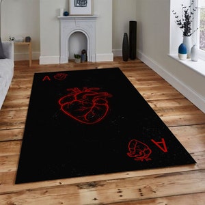 Naipes, alfombra decorativa para fiesta de casino, alfombra temática, juego de póker, alfombra con símbolos de naipes, alfombra con diseño de habitación de jugador de póker, regalo de decoración para sala de juegos,