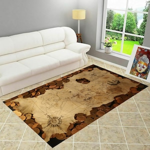 Pirate,Pirate Map,Personalized Rug,Themed Rug,Custom Area Rug,Living Room Rug,Gift for Him,Home Decor,Wohnaccessoires,Non-Slip Rug