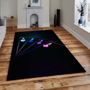 Speelkaarten, pokerspel, speelkaarten symbolen karpet, poker spelerskamer ontwerptapijt, gameroom decor cadeau, tapijt casinofeest, thematapijt