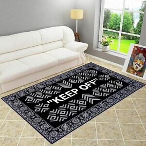 Keep Off Patterned Rug,Keep Off Rug,Wohnaccessoires,Ethnic Area Rug,Gift For Her,Black Rug,Modern Rugs,Living Room Rug,Home Gift,Non-SlipRug