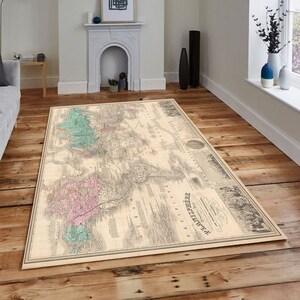 Map Rug, Housewarming Gift, Floor Non Slip Rug, Home Decoration, Themed Rug, Learning Rug, Kids Play Rug, Gift For Him,Gift For Her,Area Rug