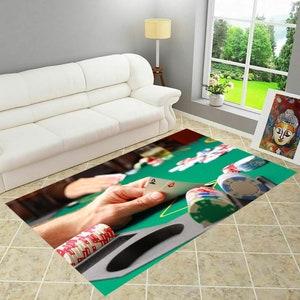 Speelkaarten, tapijt casinofeest, thematapijt, pokerspel, speelkaartsymbolen tapijt, ontwerp tapijt poker spelerskamer, cadeau gamekamer decor,