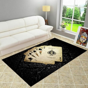 Spielkarten,Casino Party Dekor Teppich,Thementeppich,Poker Spiel,Spielkarten Symbole Bereich Teppich,Poker Spieler Zimmer Design Teppich,Spielzimmer Dekor Geschenk,
