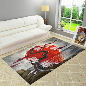 Japanese Rug,Japan Area Rug,Designer Rug,Living Room Rug,Themed Rug,Wohnkultur,Gift for Her,Birthday Gift,Washable Rug,Non-Slip Rug