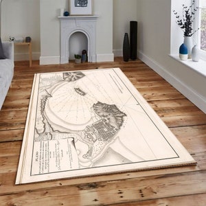 Plano de la plaza y puerto de San Sebastian,Housewarming Gift, Floor Non Slip Rug, Home Decoration, Themed Rug, Learning Rug, Gift For Her