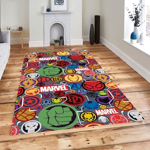 Iron Man-Hulk-Thor-Spider-Man,Kids Gift Themed Rug,Area Rug,Wohnaccessoires,Room Rug,Captain America Patterned Rug,Popular Rug,Gift for Him