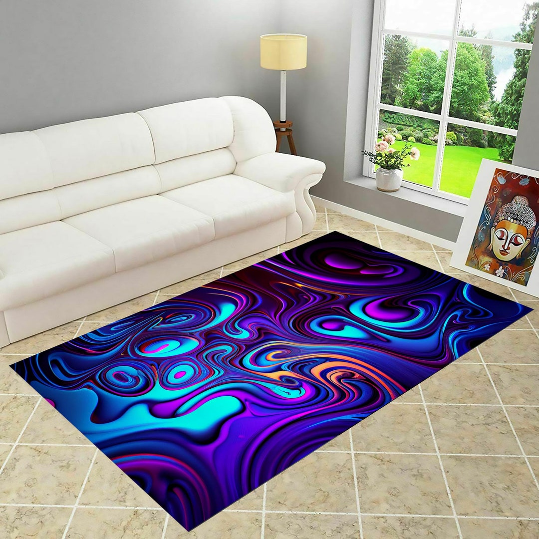 Blue Rug Abstract Pattern Wave Rug,blue Rug,abstract Pattern,popular Rug,modern Rug,colorful Area ...
