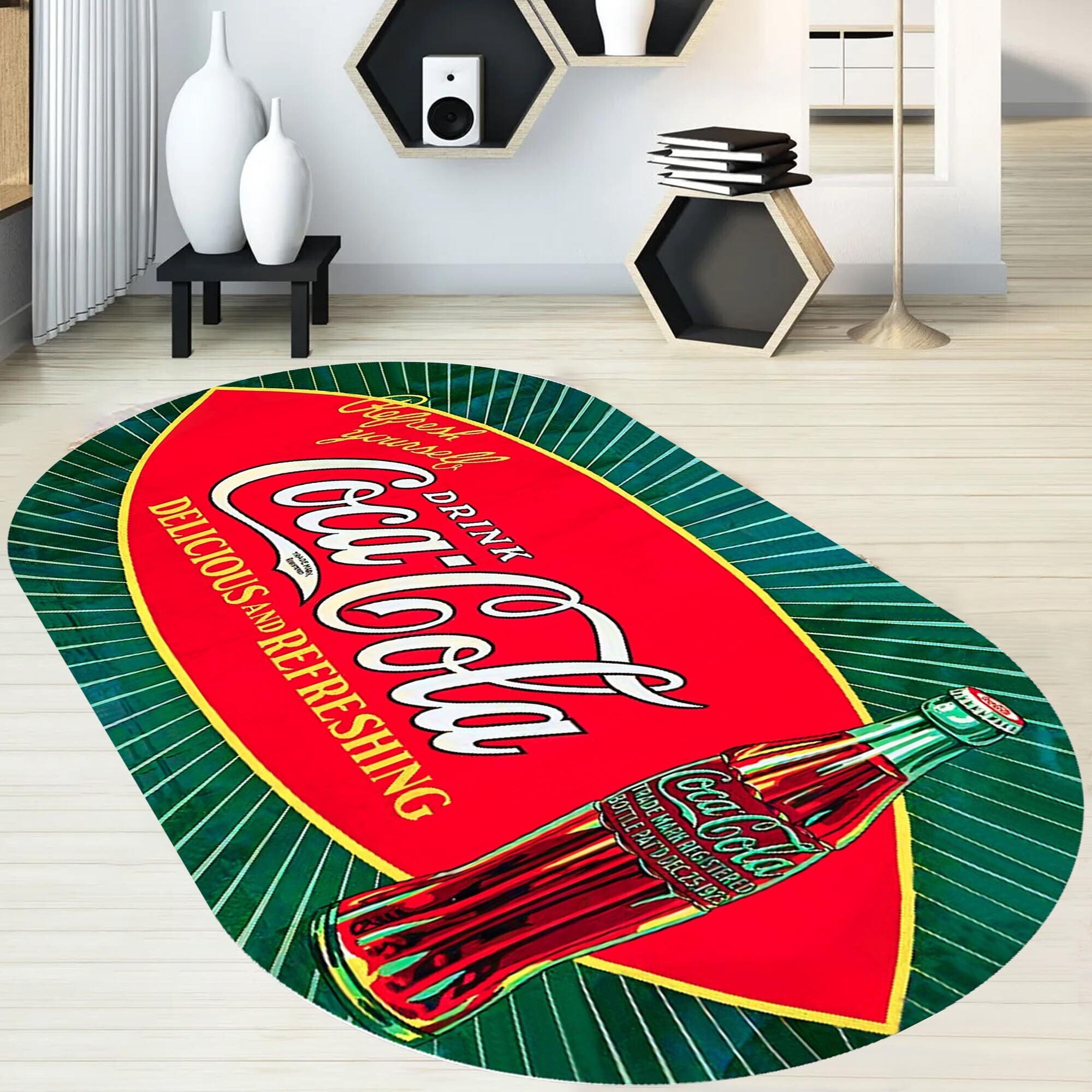 Coca Cola Round Rug Coca Cola Rug: Oval Washable Rug, Coca-cola Carpet| Vintage Coke Logo ...
