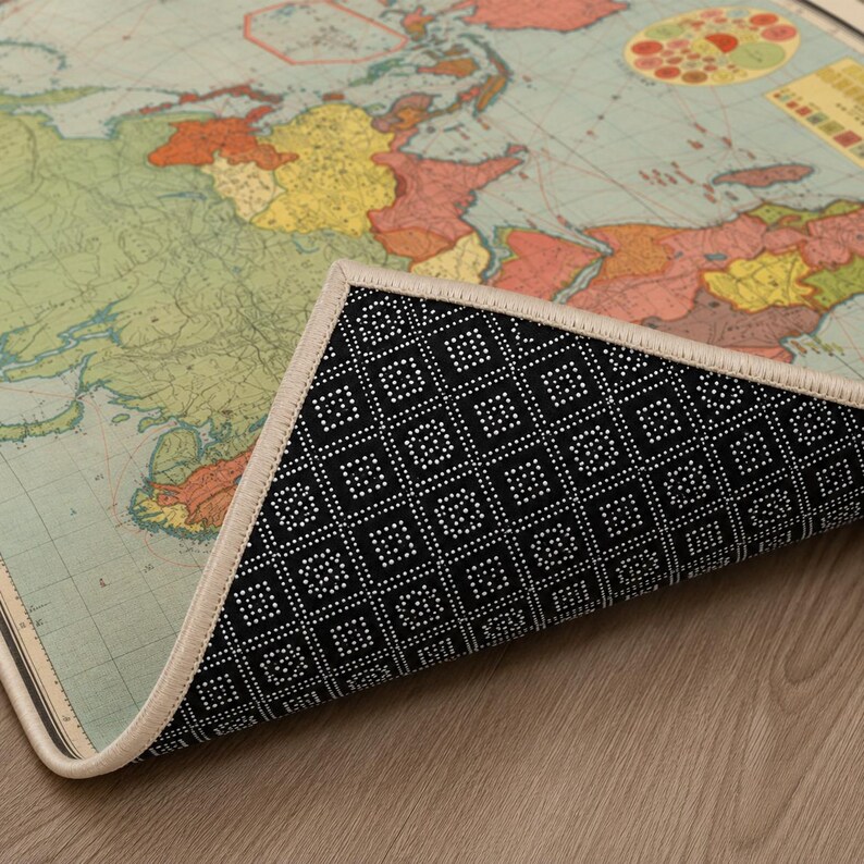 Matta med vintage-motiv för världskartor, antik kartmatta, resetematta, geografidekor, halkfri tvättbar vardagsrumsmatta för kontoret bild 4
