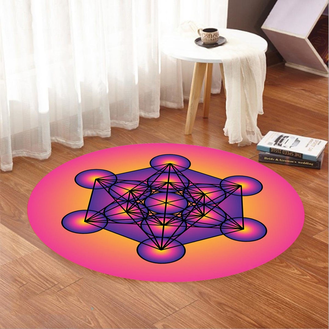 Metatron Cube Rug Metatron Cube Rug: Non-slip Round Area Rug, Home Decor - Etsy
