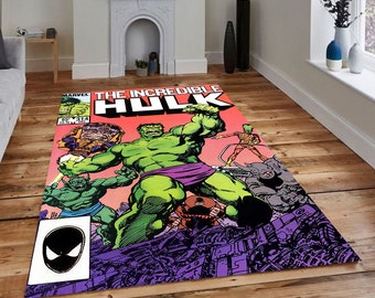Hulk Decor,Hulk,Boys Room Rug,Comics Rug,Kids Room Rug,Magazin Covers Rug,,Personalized Gift,Gift for Him,Wohnkultur,Easy to Clean