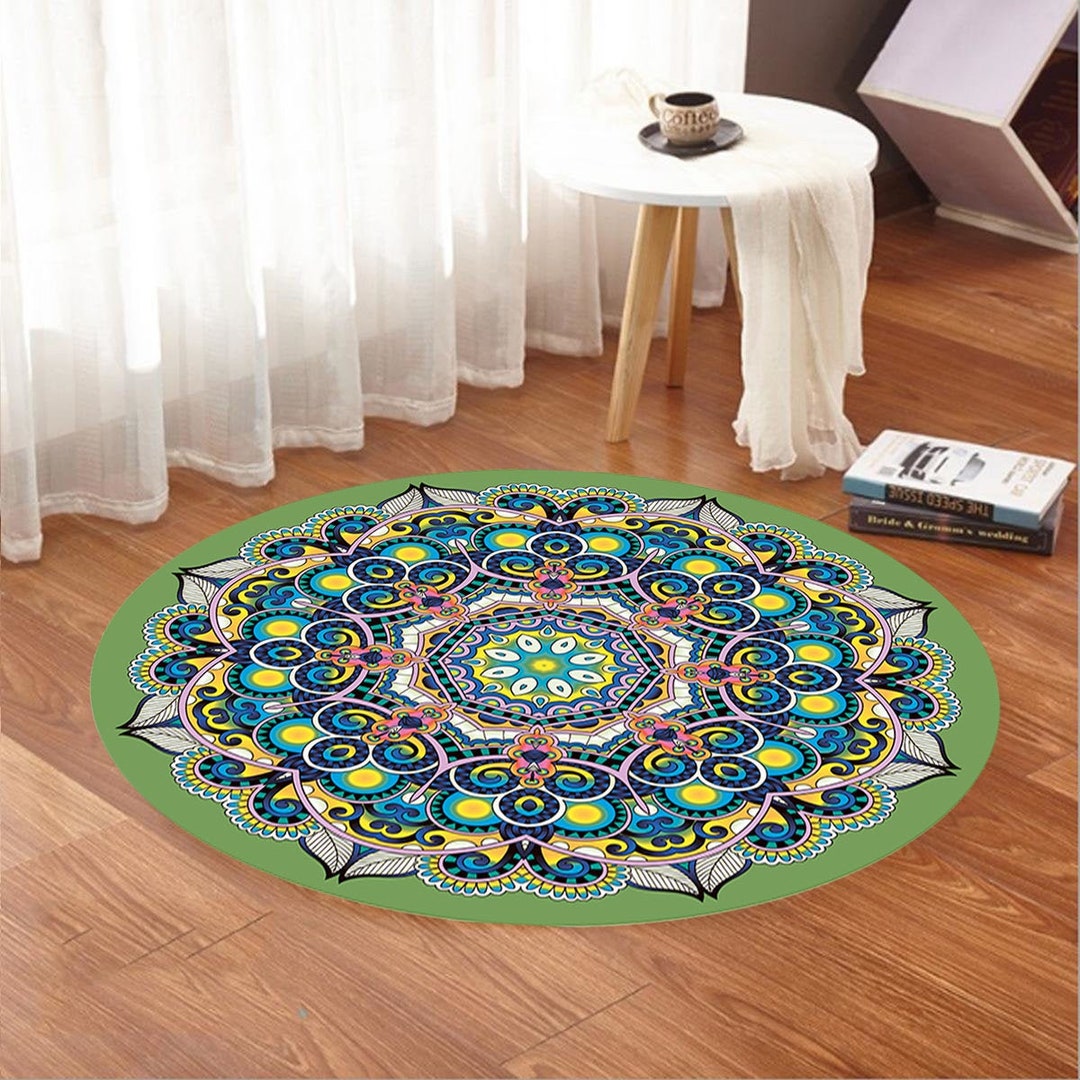 Mandala Round Themed Rug,ethnic Round Rug,circular Area Rug,colorful ...