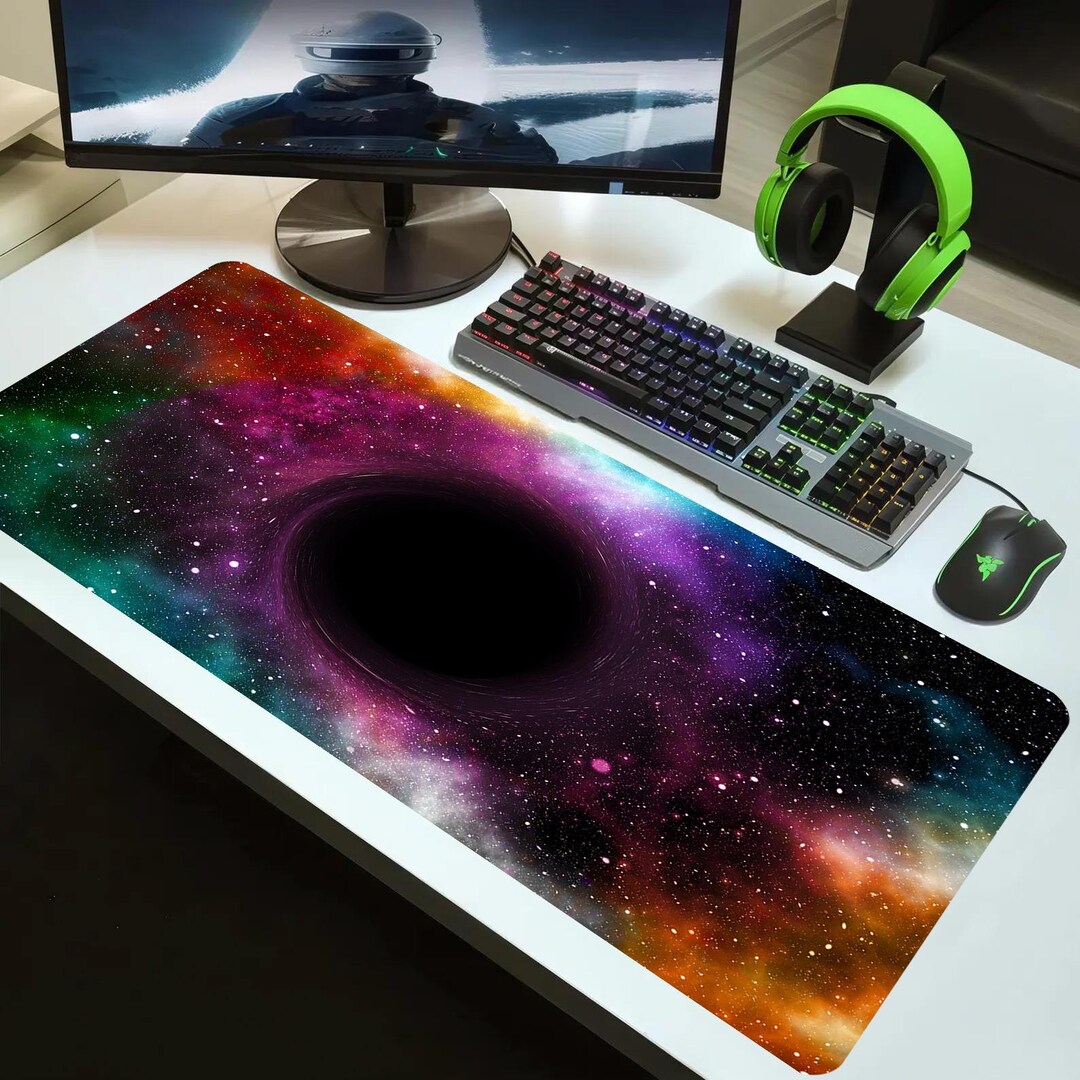 Black Hole Galaxy Mouse Pad, Space Desk Mat, Cosmic Nebula Gaming ...